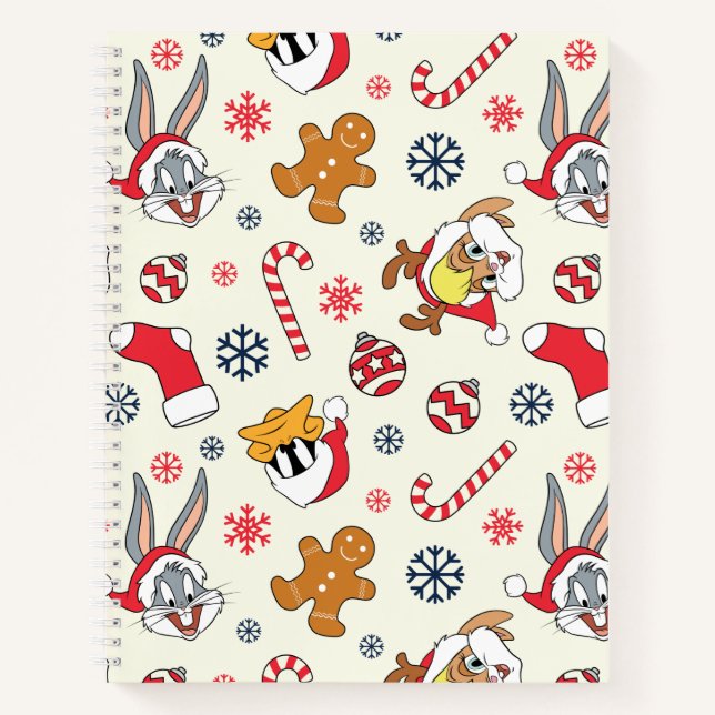 BUGS BUNNY™, DAFFY DUCK™ & Lola Christmas Pattern Notebook (Front)