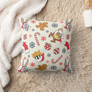 BUGS BUNNY™, DAFFY DUCK™ & Lola Christmas Pattern Throw Pillow