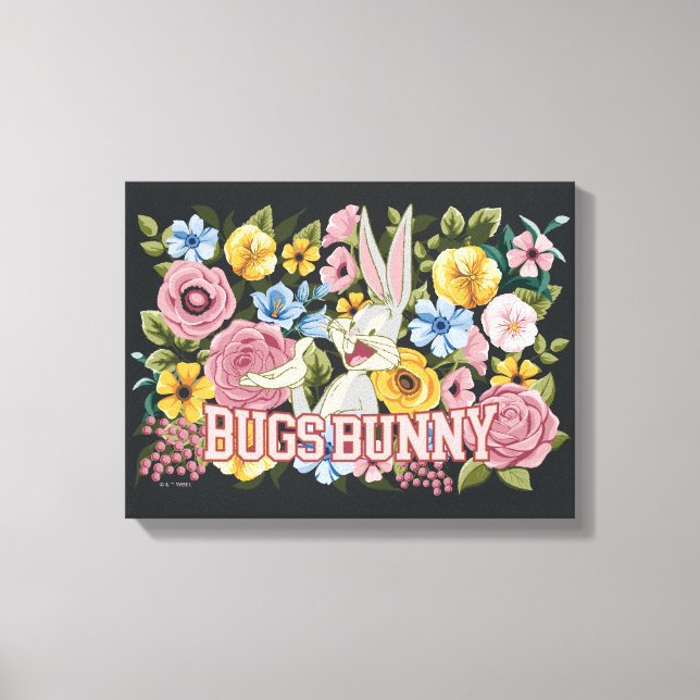BUGS BUNNY™ Floral Embroidery Graphic Canvas Print (Front)