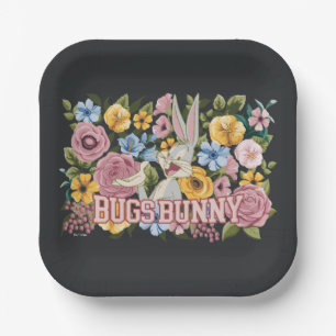 BUGS BUNNY™ Floral Embroidery Graphic Paper Plate