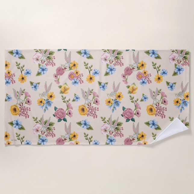 BUGS BUNNY™ Floral Embroidery Pattern Beach Towel (Front)