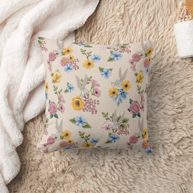 BUGS BUNNY™ Floral Embroidery Pattern Throw Pillow (Blanket)