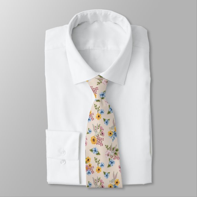 BUGS BUNNY™ Floral Embroidery Pattern Tie (Tied)