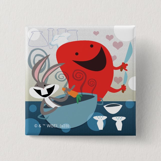 BUGS BUNNY™ & Gossamer Whimsical Meal Prep 2 Inch Square Button (Front)