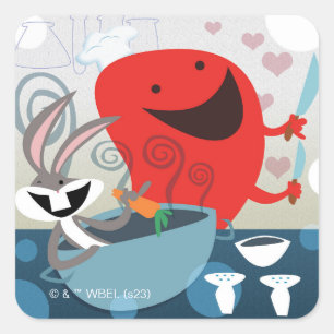 BUGS BUNNY™ & Gossamer Whimsical Meal Prep Square Sticker