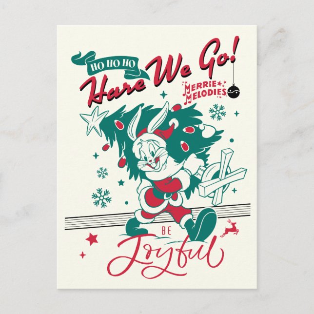 BUGS BUNNY™ - Ho Ho Ho, Hare We Go! Holiday Postcard (Front)