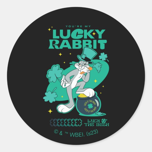BUGS BUNNY™ Lucky Rabbit Classic Round Sticker (Front)