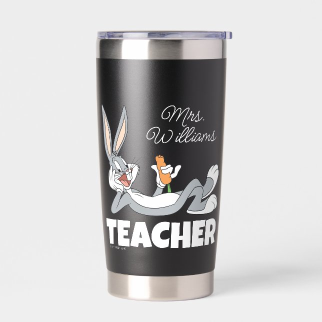 BUGS BUNNY™ Lying Down Eating Carrot Teacher Insulated Tumbler (Left)