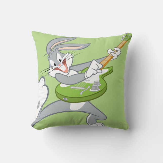 BUGS BUNNY™ Rocking On Guitar Throw Pillow (Front)