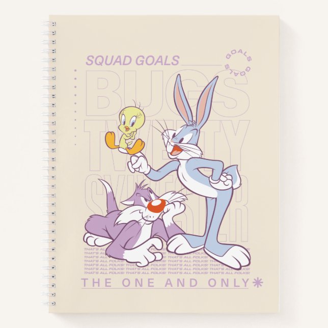 BUGS BUNNY™, TWEETY™, SYLVESTER™ Squad Goals Notebook (Front)