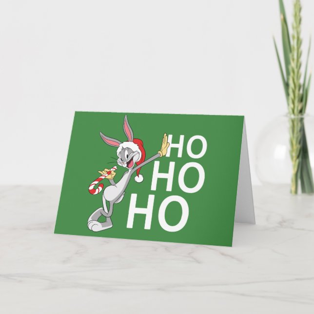 BUGS BUNNY™ With Candy Cane Holiday Card (Front)