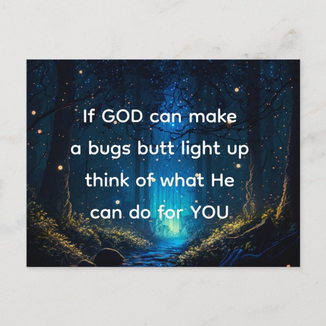 Bugs Butt Light Up Firefly Lightning bug Funny  Postcard (Front)