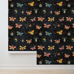 Bugs & Butterfy Colourful Insect Collection Patter Wallpaper