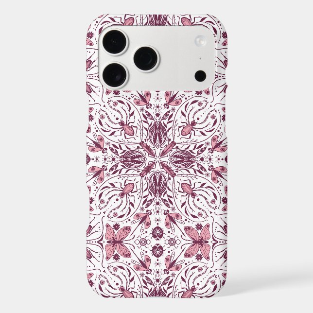 Bugs, dark magenta and pink on white (Back)