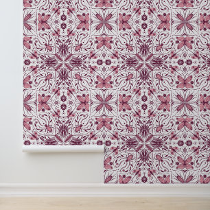 Bugs, dark magenta and pink on white wallpaper