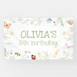 Bugs Girl Birthday Backdrop Insect Party Banner