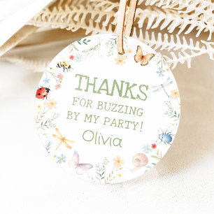 Bugs Girl Birthday Insect Party Circle Favour Tags
