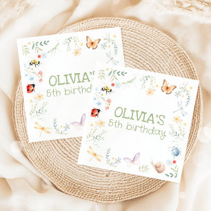 Bugs Girl Birthday Insect Party Napkins