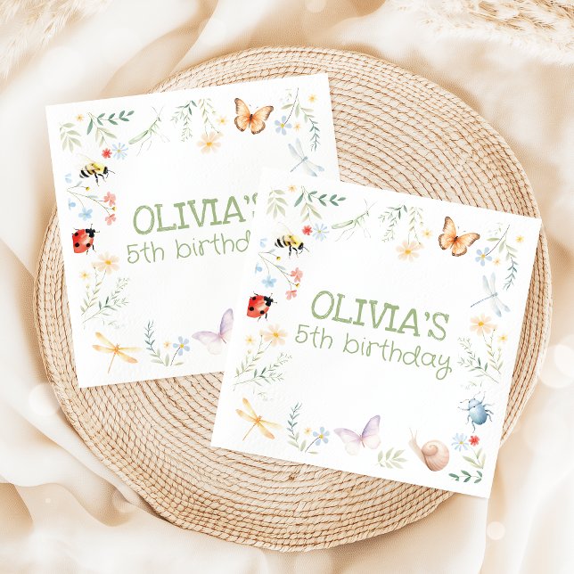 Bugs Girl Birthday Insect Party Napkins (Creator Uploaded)