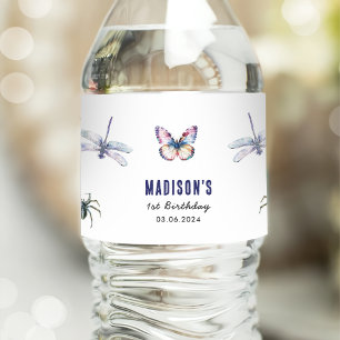 Bugs & Insects Vintage Birthday Party Water Bottle Label