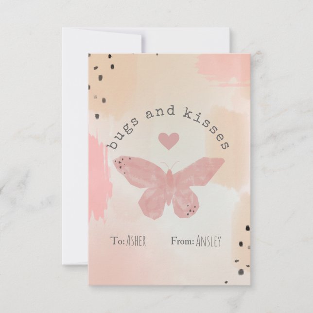 Bugs & Kisses Kids Butterfly School Valentine (Front)