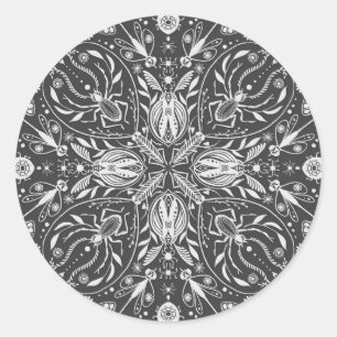 Bugs, off white on black classic round sticker