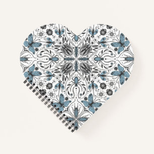 Bugs, off white on black notebook