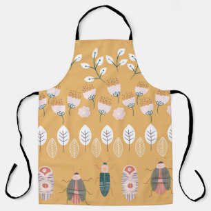 Bugs, plants: vintage border set. apron