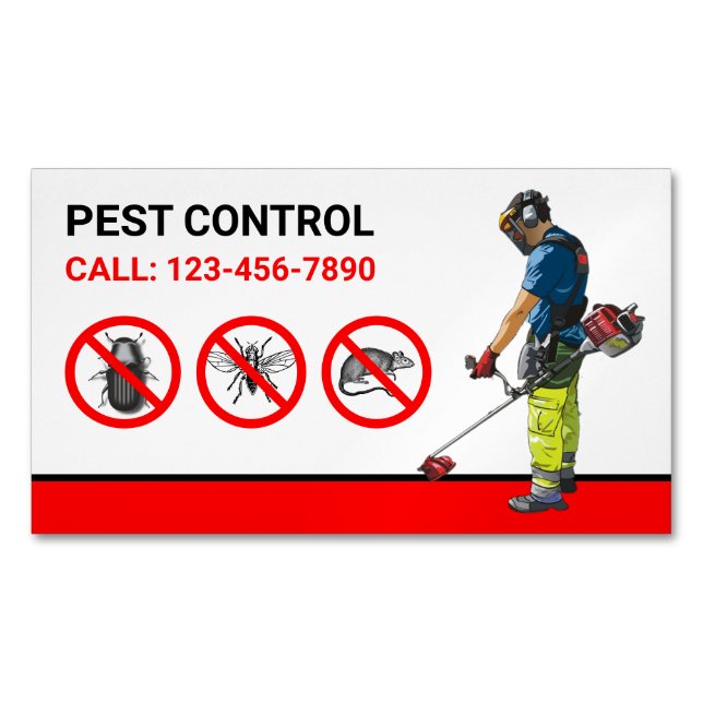 Bugs Removal Professional Pest Control Service Magnetic Business Card (Front)