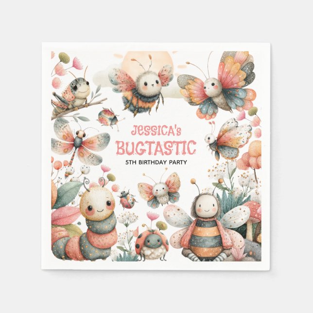 BUGTASTIC Insects Whimsical Kids' Birthday Party  Napkin (Front)