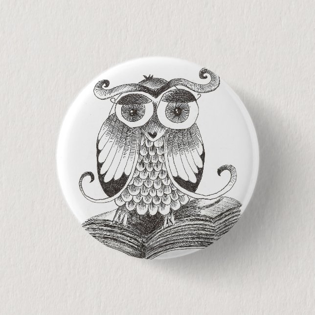 buho - owl 1 inch round button (Front)