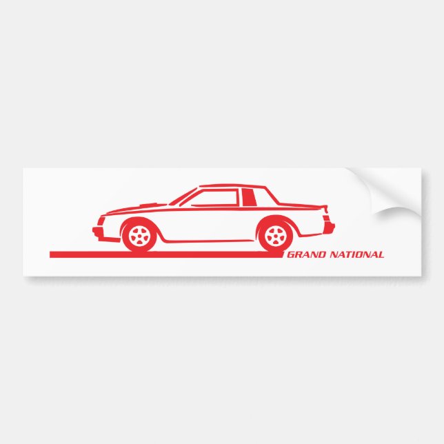 Buick Grand National Red Car Bumper Sticker (Front)
