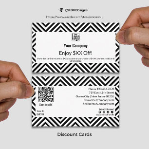 Build Brand Loyalty with Modern Black White $XX Discount Card