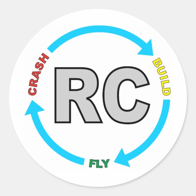 Build Crash Fly RC Classic Round Sticker (Front)