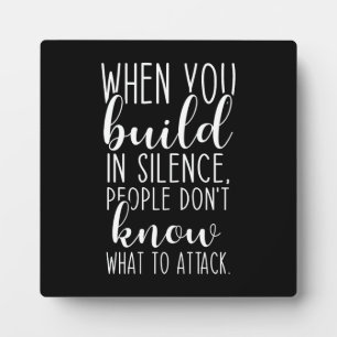 Build In Silence, Gym, Hustle, Success, Inspire Plaque