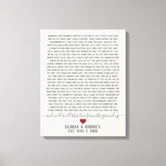 Build this love from the ground up anniversary gif canvas print (Front)