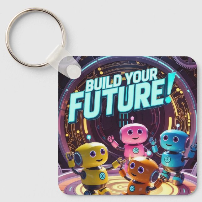 Build Your Future with Kids in Space Keychain (Front)