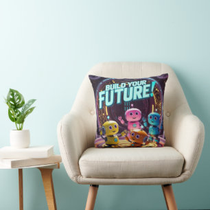 Build Your Future with Kids in Space Throw Pillow
