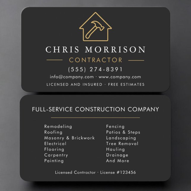 Builder Construction Black Gold Business Card (Creator Uploaded)
