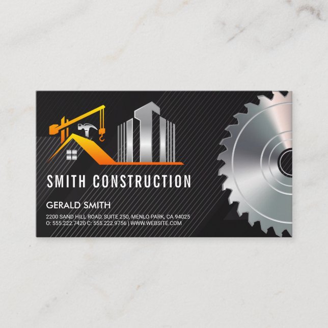 Builder Construction | Saw | Contractor Business Card (Front)