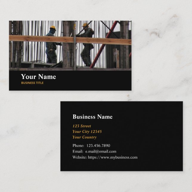 Builder Construction Worker Business Card (Front/Back)
