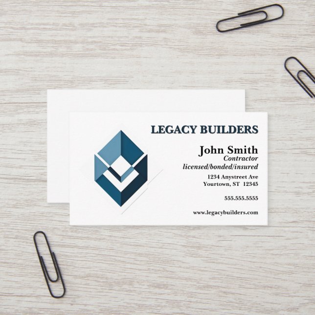 Builder Contractor Developer Real Estate Agent Business Card (Front/Back In Situ)