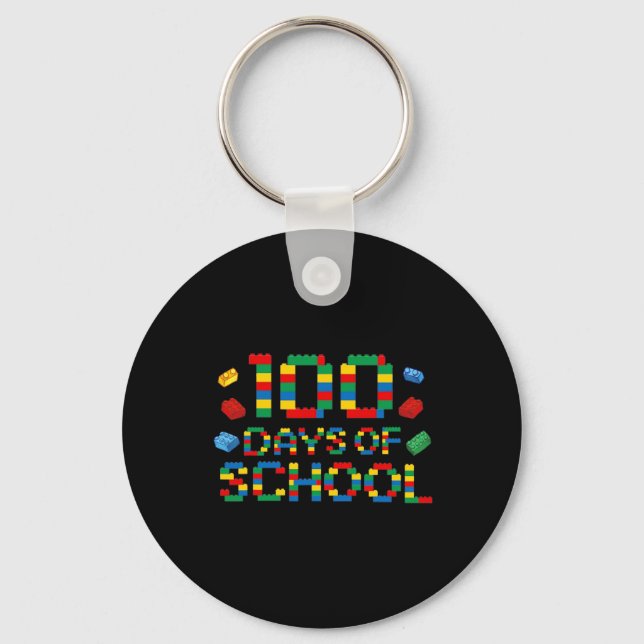 Builder Fun Blocks 100th Day Of School For Boys  Keychain (Front)