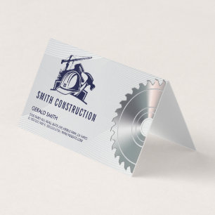 Builder Helmet Construction Saw Contractor Business Card