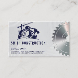 Builder Helmet Construction   Saw   Contractor Business Card