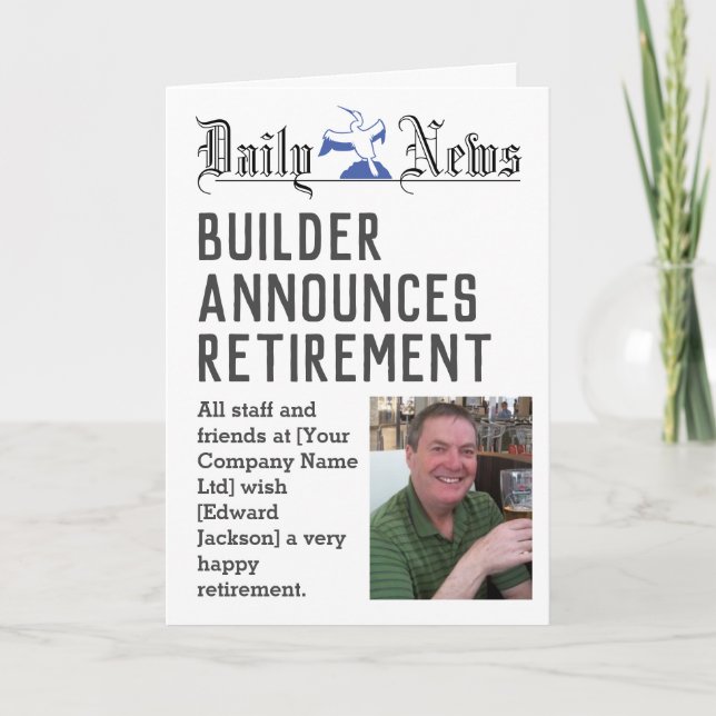 Builder Retirement Card to Personalise (Front)