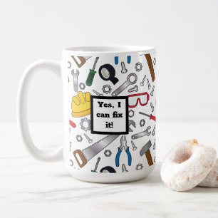 Builder various hand tools & gear coffee mug