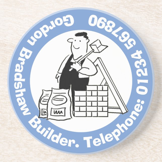 Builder with Building Materials. Building Trade Coaster (Front)