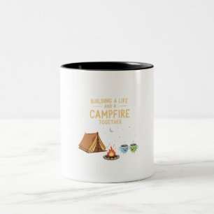 Building a Life & Campfire Together   Cute Couple  Two-Tone Coffee Mug