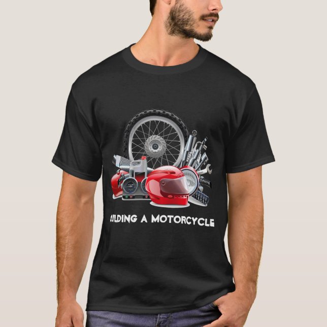 Building a Motorcycle with Parts Drawing T-Shirt (Front)